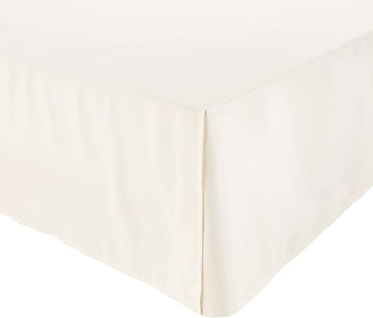 Amazon Basics Lightweight Pleated Soft Machine Washable Bed Skirt, King Size, Off White, Solid (Pack of 8)