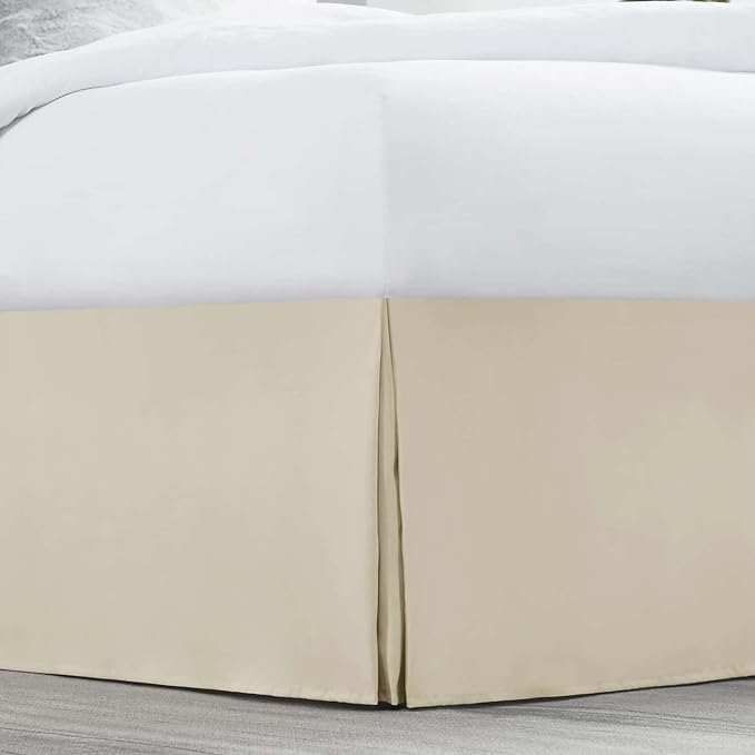 Nestl Cream Bed Skirt Queen Size - Queen Bed Skirt 14 Inch Drop - Brushed Microfiber - Hotel Quality Pleated Bed Skirt - Shrinkage & Fade Resistant