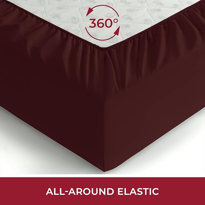 Mellanni King Fitted Sheet - Iconic Collection Bedding Sheets with up to 16 inch Deep Pocket - Soft & Cooling - Fade & Stain Resistant - 1 PC (King, Brick Red)