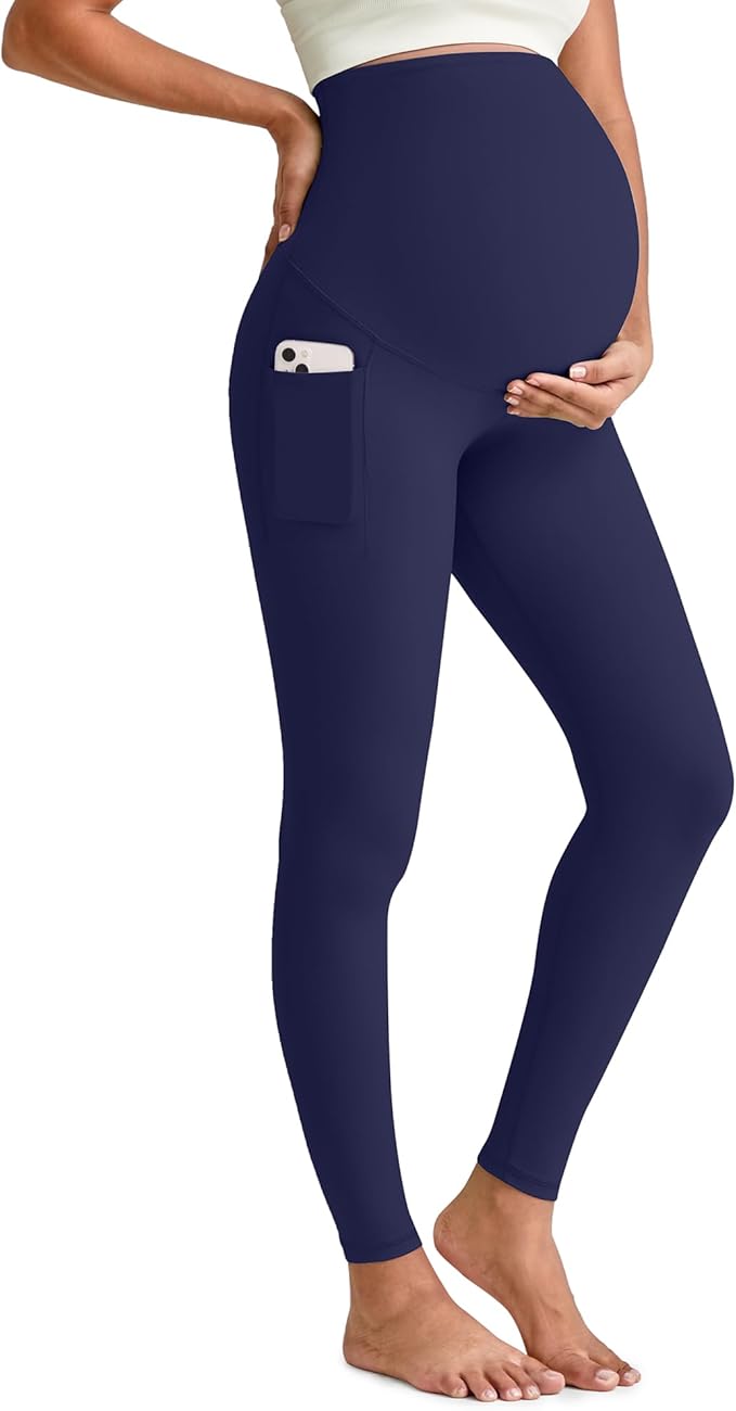 G4Free BareFeel Maternity Leggings with Pockets Over The Belly Stretchy Workout Yoga Pregnancy Pants