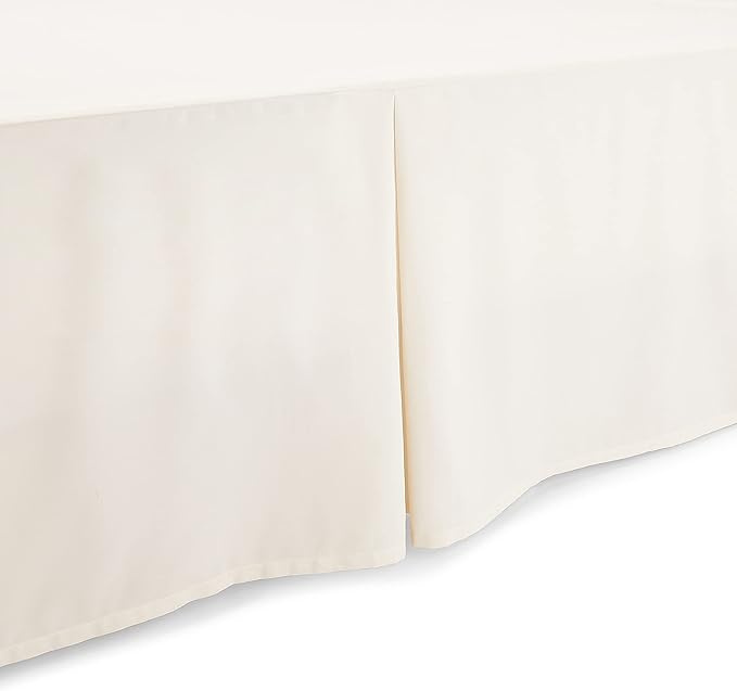 Amazon Basics Lightweight Pleated Soft Machine Washable Bed Skirt, King Size, Off White, Solid (Pack of 8)