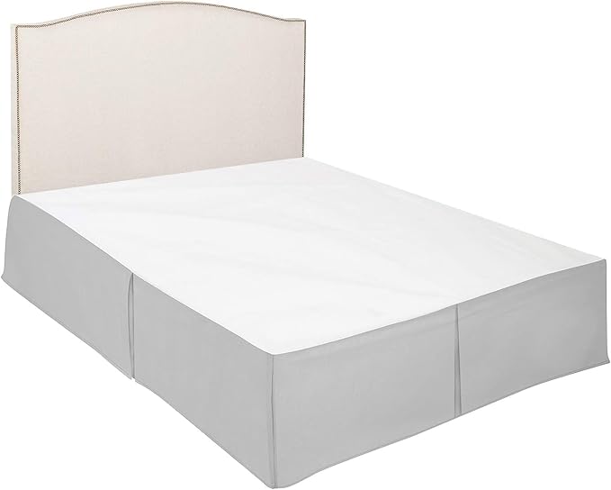 Pleated Bed Skirt 10 Inch Drop Calking Size – Wrinkle-Free Microfiber – Dust Ruffle with Split Corners Light Grey