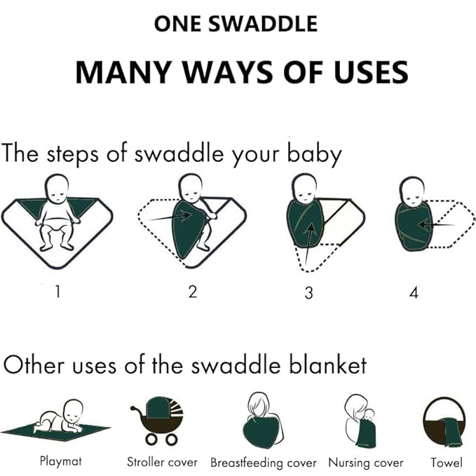 Large Jersey Knitted Swaddle Blanket for Baby, Soft Stretchy Receiving Blanket for Newborns with Hat, Baby Nursery Swaddle 47 x 47 inches(Peacock)