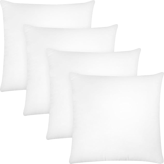 Covers & All Throw Pillow Inserts Only Pack of 4, Durable Soft Square 26 x 26 Inches 65 GSM Non-Woven Fabric with 15D Silicon Fiber Filling, Universal uses for Home Decor Office Indoor Outdoor