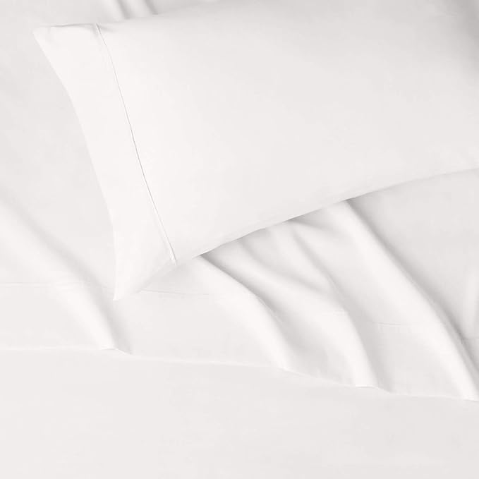 Amazon Basics Lightweight Super Soft Easy Care Wrinkle Free Microfiber 3 Piece Bed Sheet Set with 14-Inch Deep Pockets,Twin,Cream,Solid,Kids,Men & Women Bedding,(Pack of 4)