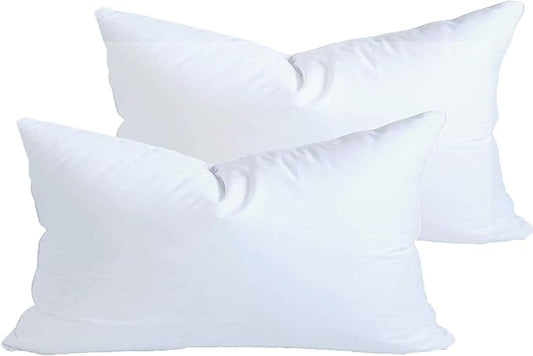 MoonRest® Synthetic Down Alternative 12x21 Lumbar Pillow Insert Form, for Decorative Throw Pillow, Sofa, Cushions, Body and Bed - Pack of 2- Size 12“X 21”