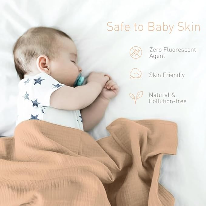 Organic Cotton Newborn Baby Swaddle Blanket Unisex Swaddle Wrap Soft Silky Muslin Swaddle Blankets Neutral Receiving Blanket for Newborn Boys and Girls Large 47 x 47 inches(120x120cm)