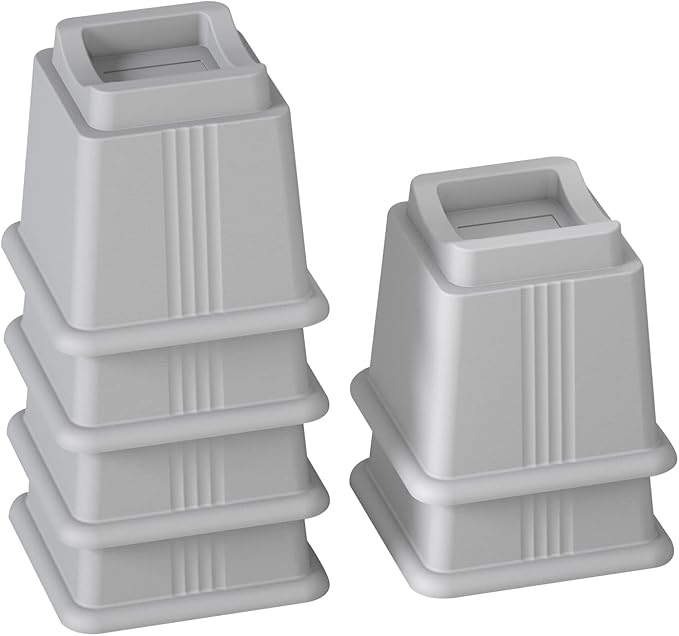ZTON Bed Furniture Risers Elevation in Height 5" Heavy Duty Risers for Both Posts and Wheels of Furniture Sofa Bed Couch Chair Table, Support up to 3000 lbs. (6 Pack, Grey)