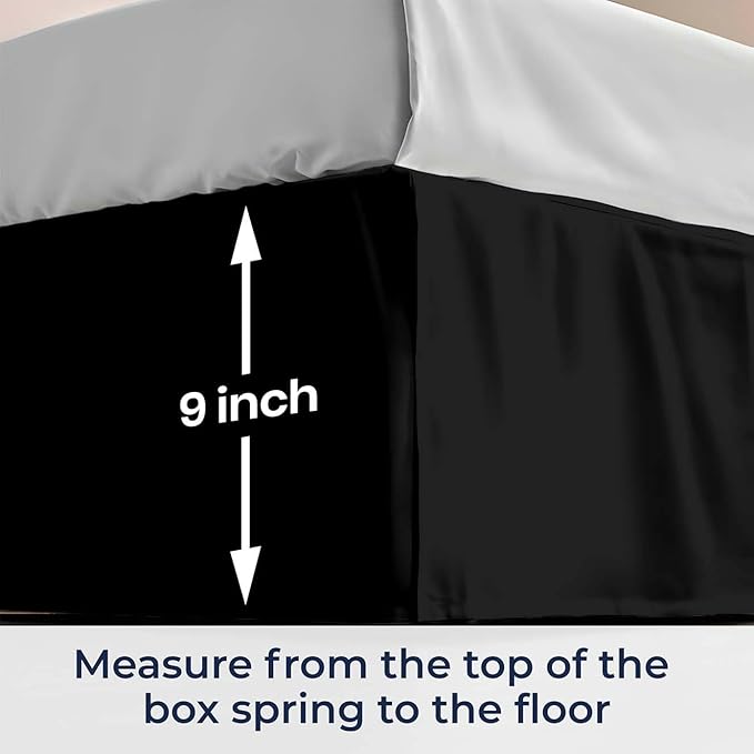 SGI Bedding 9 inch Drop Bed Skirt Twin Size - Platform Style with Secure Fit, Classic Tailored Look, Elegant Pleated Style Dust Ruffle, Split Corners, Wrinkle Resistant Microfiber - Black