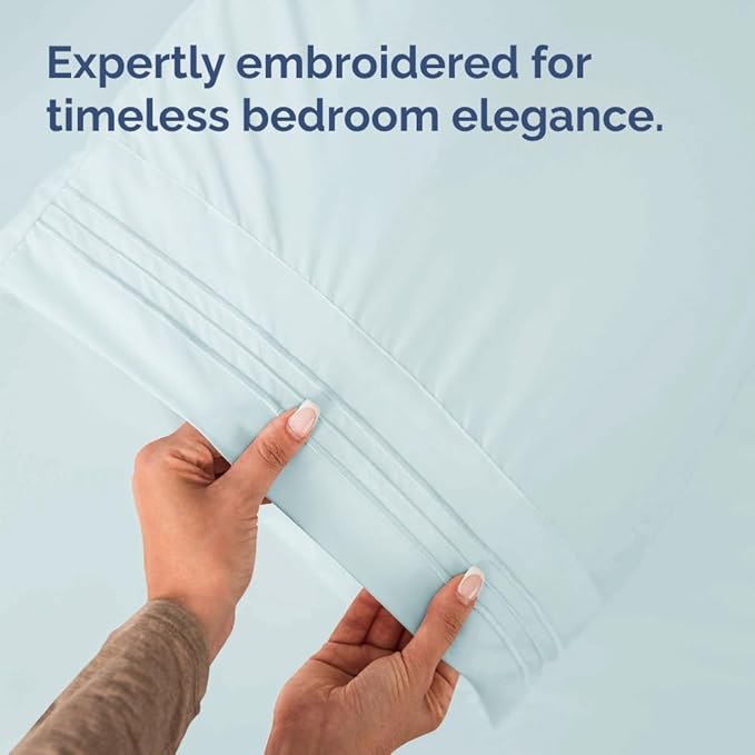 Queen Pillow Cases Set of 6 - Ultra Soft Hotel Quality Pillowcase Covers - Comfy, Cozy & Wrinkle Free - Shrink, Stain and Fade Resistant - Machine Washable Pillow Protectors - 6 Piece Set - Ice Blue