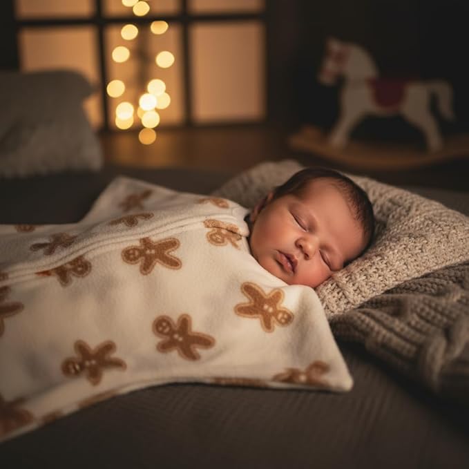 SleepingBaby Zipadee-Zip Transition Swaddle - Cozy Fleece Wearable Blanket with Two-Way Zipper for Baby Sleep - Cookies, Small (4-8 Month)