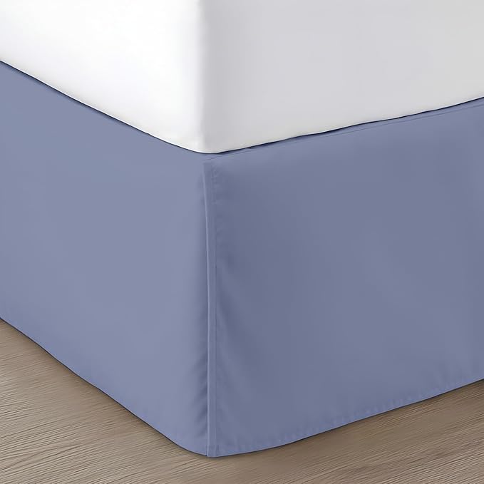 SGI bedding 18 inch Drop Bed Skirt Queen Size - Platform Style with Secure Fit Classic Tailored Look Elegant Pleated Style Dust Ruffle Split Corners Wrinkle Resistant Microfiber -Mediterranean Blue