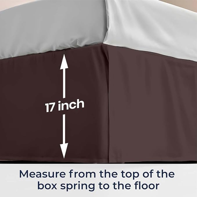 SGI bedding 17 inch Drop Bed Skirt Twin Size - Platform Style with Secure Fit, Classic Tailored Look, Elegant Pleated Style Dust Ruffle, Split Corners, Wrinkle Resistant Microfiber - Chocolate