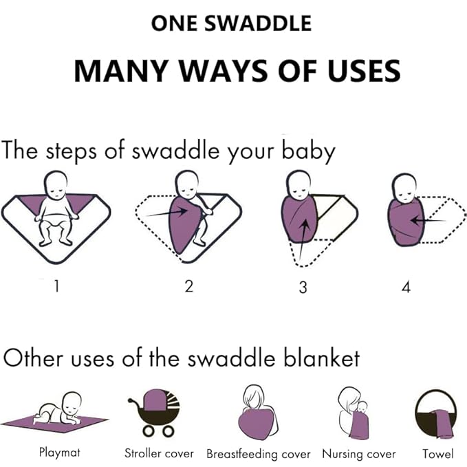 Large Jersey Knitted Swaddle Blanket for Baby, Soft Stretchy Receiving Blanket for Newborns with Hat, Baby Nursery Swaddle 47 x 47 inches(Mauve)