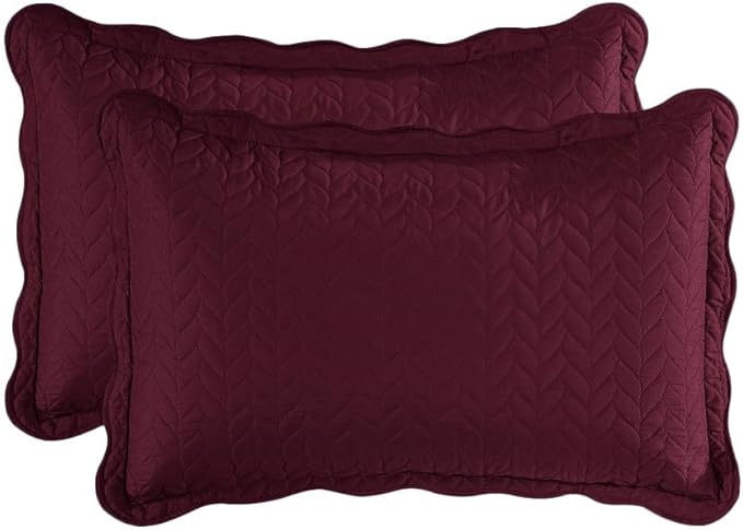MOONLIGHT20015 Twin Quilt Set (66" x 86") with 1 Pillow Sham (20" x 26"+2") for All Seasons - 2 Pcs Reversible Bedding Set Lightweight Microfiber Coverlet Embossed Pattern Quilted Bedspread (Burgundy)