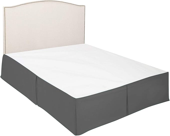 Pleated Bed Skirt 15 Inch Drop Queen Size – Wrinkle-Free Microfiber – Dust Ruffle with Split Corners Dark Grey