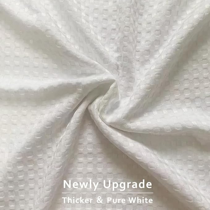 MIYE Pleated Waffle Weave Bed Skirt, Tailored Dust Ruffle 22 Inch Drop Easy Fit, Machine Washable (White, Queen - 22" Drop)