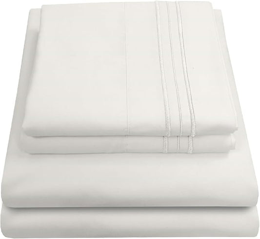 Queen Size Bed Sheets - Breathable Luxury Sheets with Full Elastic & Secure Corner Straps Built In - 1800 Supreme Collection Extra Soft Deep Pocket Bedding Set, Sheet Set, Queen, Ivory