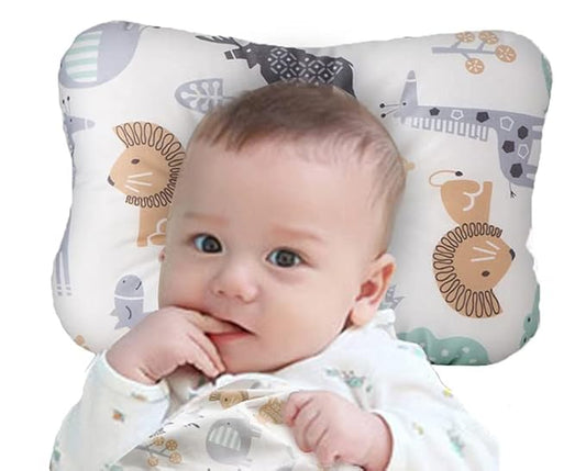 Soft Hypoallergenic Baby Head & Neck Support Organic Cotton Cover Machine Washable (Animal World)