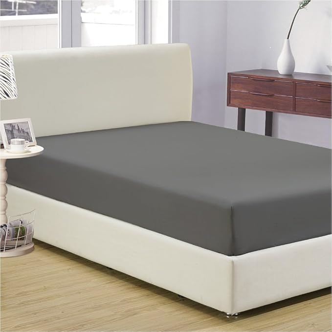 Mellanni Full Fitted Sheet - Iconic Collection Bedding Sheets with up to 16 inch Deep Pocket - Soft & Cooling - Fade & Stain Resistant - 1 PC (Full, Gray)