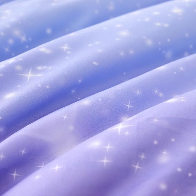 Pink and Purple Comforter Set Queen,Girls Galaxy Comforter Set,Purple Bedding Set Queen,Bed in A Bag Comforter for Children Girls Teen Kids,Bedroom Comforter Decoration Queen 7Pcs