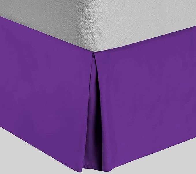 Bed Skirt - Soft Quadruple Pleated Ruffle - Easy Fit with 16 Inch Tailored Drop - Hotel Quality, Shrinkage and Fade Resistant//Purple/Full