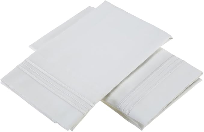 Clara Clark 1800 Series Bed Sheet Sets - Stay fit on Mattress with Elastic Straps at Corners - Cal King Size, White