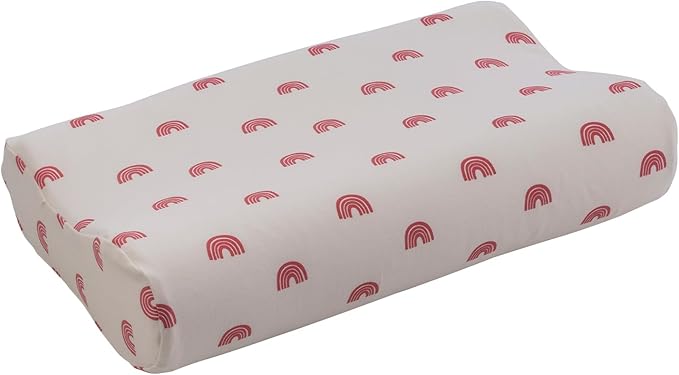 Tiny Twinkle Toddler Pillow with Fitted Pillowcase | Ergonomic Shape with Resilient, Cloud-Like Memory Foam for Comfortable Sleeping | Kids Travel Pillows (Rainbow)