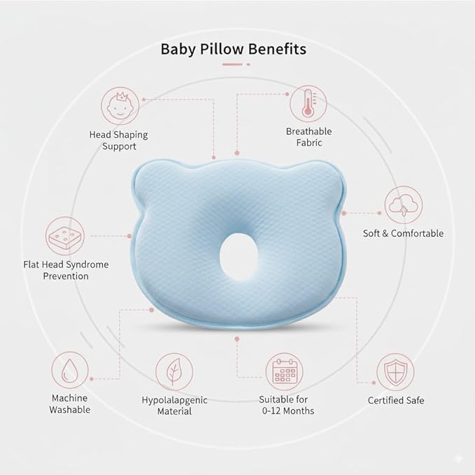 Memory Foam Travel Pillow, Cozy andsoft, Cotton Velvet Cover for Kids Boy Girls, Nap Time, Cute Bear Portable Pillow, Pillow Neck Support Head Support car seat (Mint)