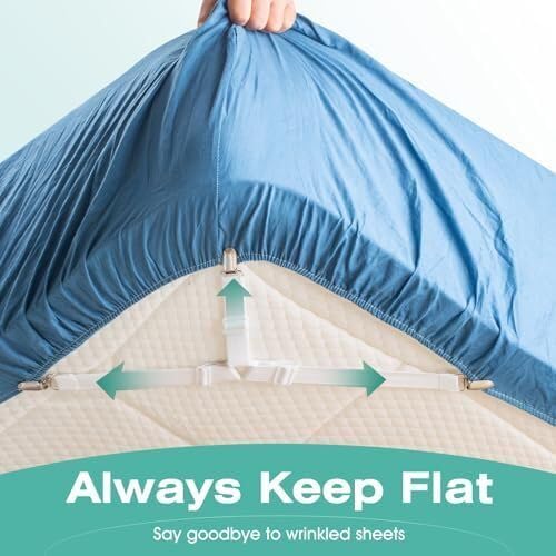 Heavy Duty Elastic Bed Sheet Straps & Clips - Adjustable Mattress Gripper, Sheet Holders Keep Sheets Firm & Tight, Mattress Clips, Bed Straps, Corner Straps (White, 4pcs Triangle)