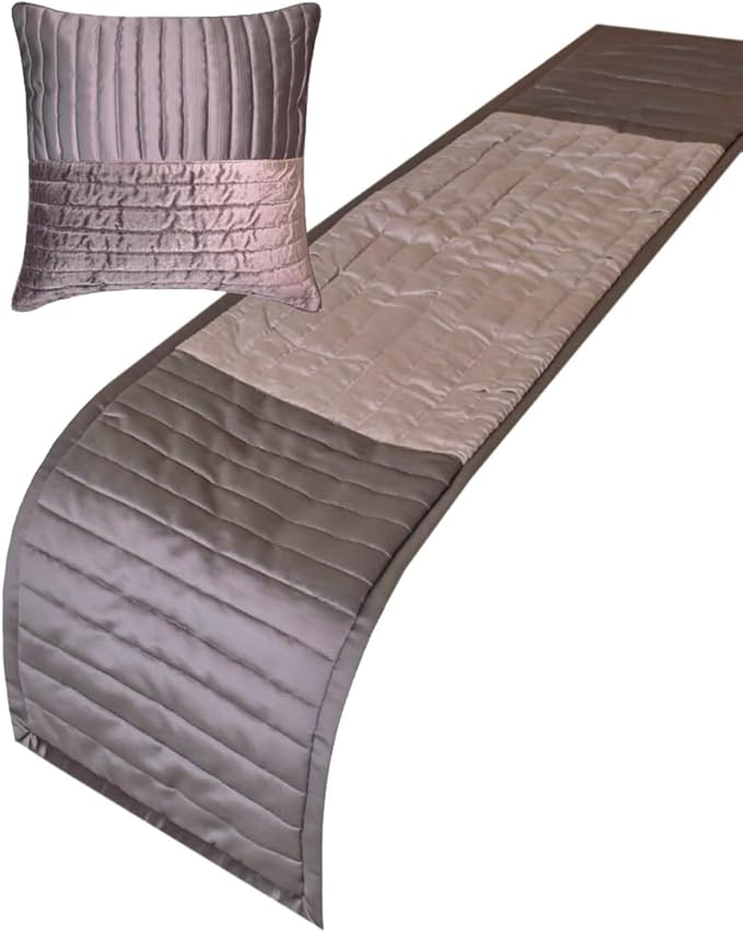 The HomeCentric King/Queen/Twin Purple Decorative Queen 74"x18" Bed Runner Without Pillow Cover, Patchwork, Quilted, Striped Bed Scarf on Satin Fabric - Plum Radiance