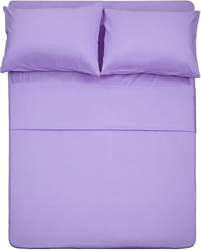Twin XL Sheets Set 4 Piece Extra Soft Cooling Bed Sheets - Hotel Luxury 1800 Bedding Sheets & Pillowcases - 1 Flat Sheet,1 Fitted Sheet and 2 Pillow Cases - Deep Pocket up to 16" (Lavender)