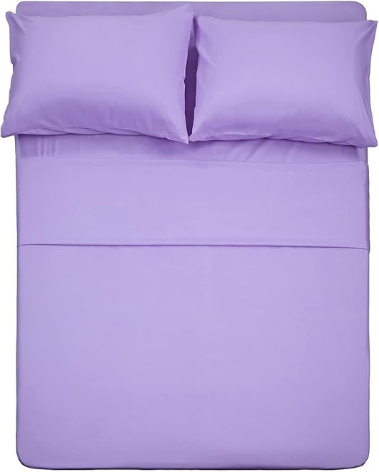 Twin XL Sheets Set 4 Piece Extra Soft Cooling Bed Sheets - Hotel Luxury 1800 Bedding Sheets & Pillowcases - 1 Flat Sheet,1 Fitted Sheet and 2 Pillow Cases - Deep Pocket up to 16" (Lavender)