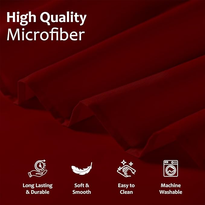 Shreem Linen Ruffled Bed Skirt with Split Corners, Gathered Style, 100% Microfiber, 10-Inch Drop, Dust Ruffle Bedskirt with Platform, Short Queen, Burgundy