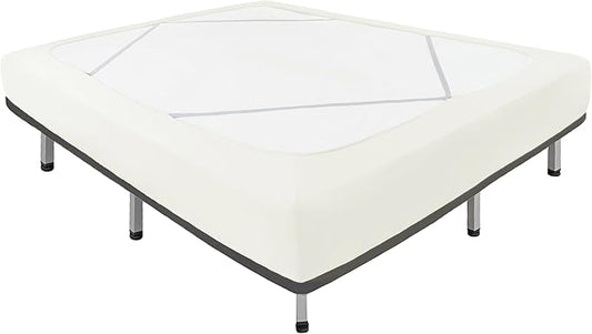 Biscaynebay Decorative Box Spring Covers King & Cal King Size, Ivory Luxurious Jersey Knitting Stretchy Wrap Around 4 Sides Bed Skirts for Home/Hotels, Easy Fit Wrinkle Free Machine Washable
