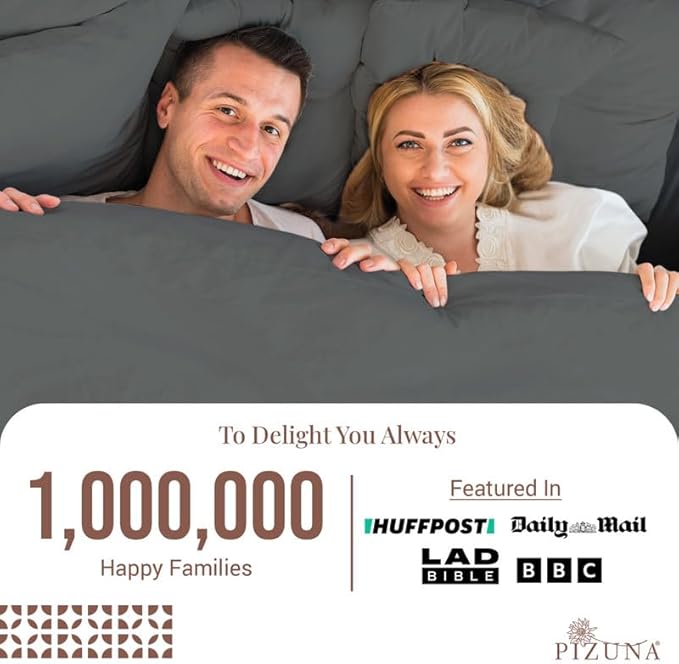 Pizuna Pure 100% Cotton Sheets Full Size, Luxurious 400 Thread Count Long Staple Cotton Sateen Sheets with 15inch Deep Pocket (Combed Dark Grey Sheet Full)