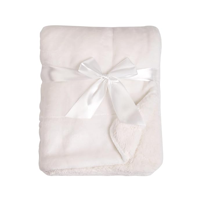 American Baby Company Heavenly Soft Chenille Sherpa Toddler Blanket (36" x 48"), Warm and Cozy, Ivory, for Boys and Girls, Versatile for Nap Time, Preschool and Travel
