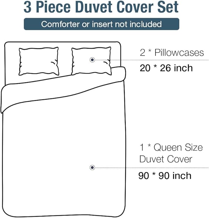 Lekesky Duvet Cover Queen Size, Soft Microfiber Boho Aztec Quilt Cover Set Blue Bohemian Queen Bedding Duvet Cover Sets with Zipper Closure Corner Ties (No Comforter)