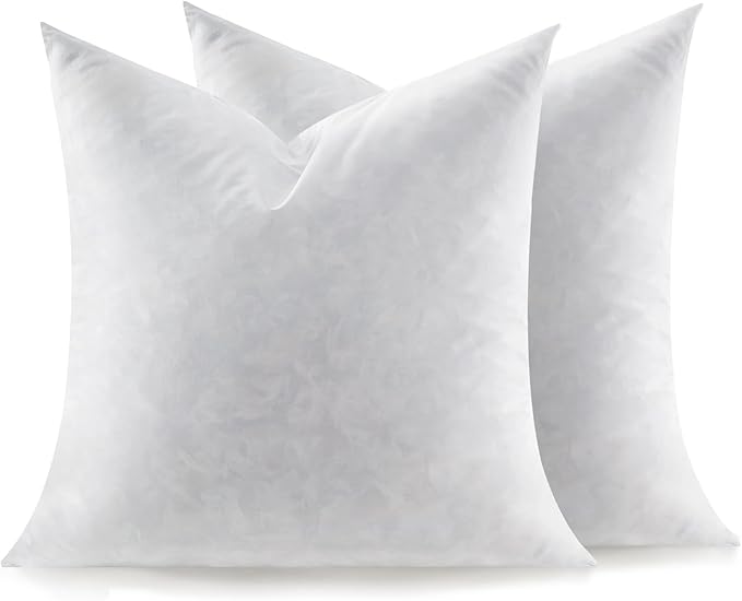 Feather Throw Pillow Inserts Set of 2, Soft Fluffy Square 24 x 24 Inches Decorative Pillow Insert, Feather and Down Filled Euro Pillows