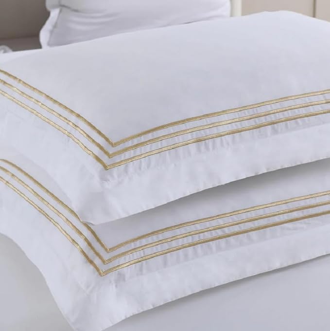 Royal Hotel Bedding Embroidered Adeline 4 Piece Comforter Set with Pillow Shams and Down Alternative Comforter (Duvet Insert) Duvet Cover Set, 100% Cotton Percale, Full/Queen, White and Navy
