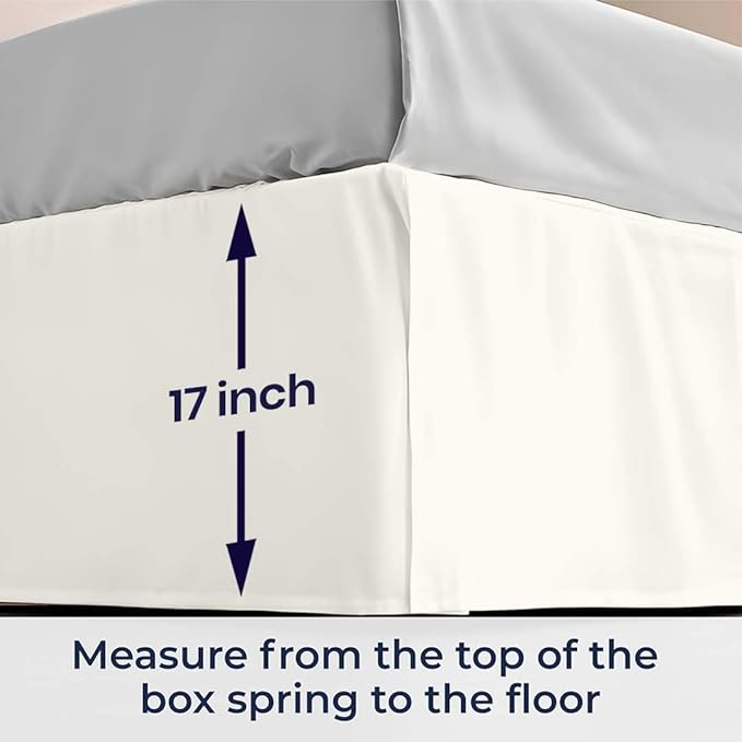 SGI bedding 17 inch Drop Bed Skirt Twin Size - Platform Style with Secure Fit, Classic Tailored Look, Elegant Pleated Style Dust Ruffle, Split Corners, Wrinkle Resistant Microfiber - Ivory