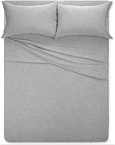 Full XL 100% Microfiber Double Brushed Sheet Set - Extra-Soft, Breathable & Wrinkle-Free - 15" Deep Pockets, 54" x 80" - Ideal for Extra Long Full Beds - 4PC Set (Full XL, Light Grey)