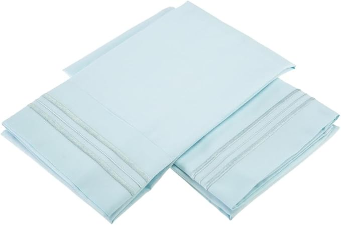 Clara Clark 2000 Series Bed Sheet Sets - Stay fit on mattress with elastic straps at corners - Queen, Light Blue Aqua