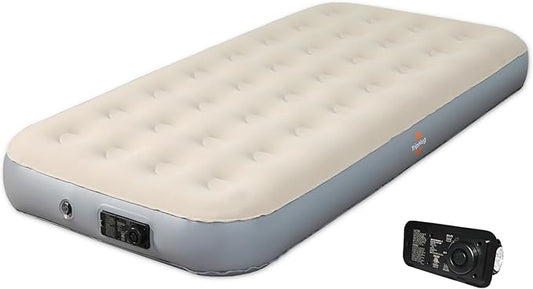 Single Size Air Mattress Inflatable Bed, Air Mattress with Built - in Electric Pump - Fast Inflation, Supports up to 650 lbs - Ideal for Camping, Home, Guests, and Portable Travel Use
