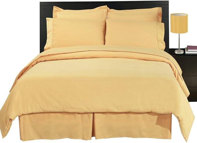 Royal Hotel Bedding 8pc California-King Size Bed-in-a-Bag Solid Gold 600-Thread-Count Siberian Goose Down Alternative Comforter 100 Percent Cotton - Includes Sheets and Duvet Cover Sets
