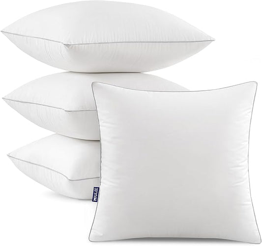MIULEE 20x20 Pillow Inserts (Set of 4) -Decorative Throw Pillow with 100% Cotton Cover Square for Sofa Couch