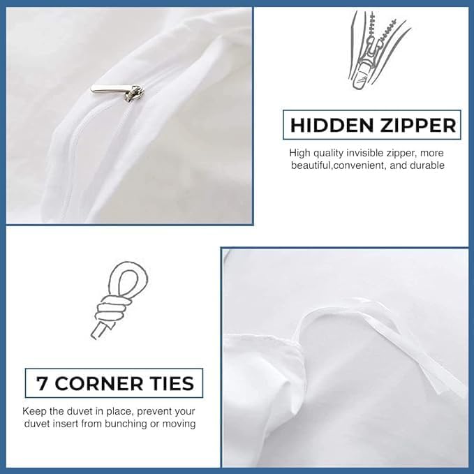 Bluemoon Homes White Duvet Cover Twin Size 1000 Thread Count 100% Egyptian Cotton Long Staple Quilt Cover Silky Soft, Breathable with Hidden Zipper Closure and 7 Corner Ties 1 Piece Duvet Cover
