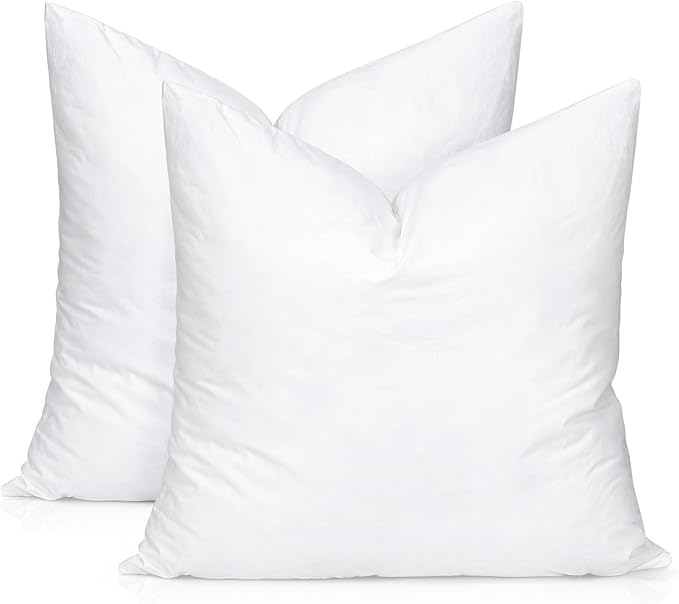 Artscope Synthetic Down Lumbar Pillow Insert, 12x12 Down Alternative Throw Pillow Insert. Ultra Soft Fluffy Sleeping Pillow with 100% Cotton Cover, Decorative Pillows Set of 2-White