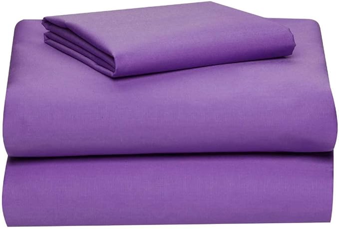 Full XL 100% Microfiber Double Brushed Sheet Set - Extra-Soft, Breathable & Wrinkle-Free - 15" Deep Pockets, 54" x 80" - Ideal for Extra Long Full Beds - 4PC Set (Full XL, Purple)