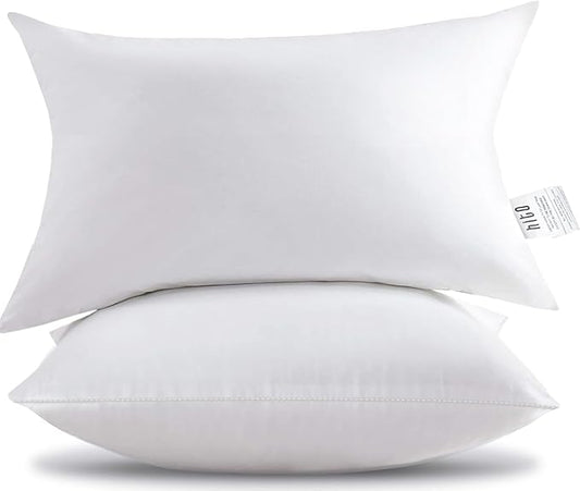 HITO 14x22 Pillow Inserts (Set of 2) - Down Alternative 100% Cotton Cover Decorative Square Throw Pillows White for Couch Bed Sofa
